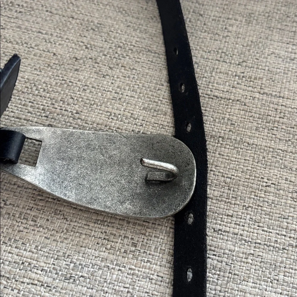 Free People Oyster Bay Hip Belt In Black & Silver Buff leather belt s/m